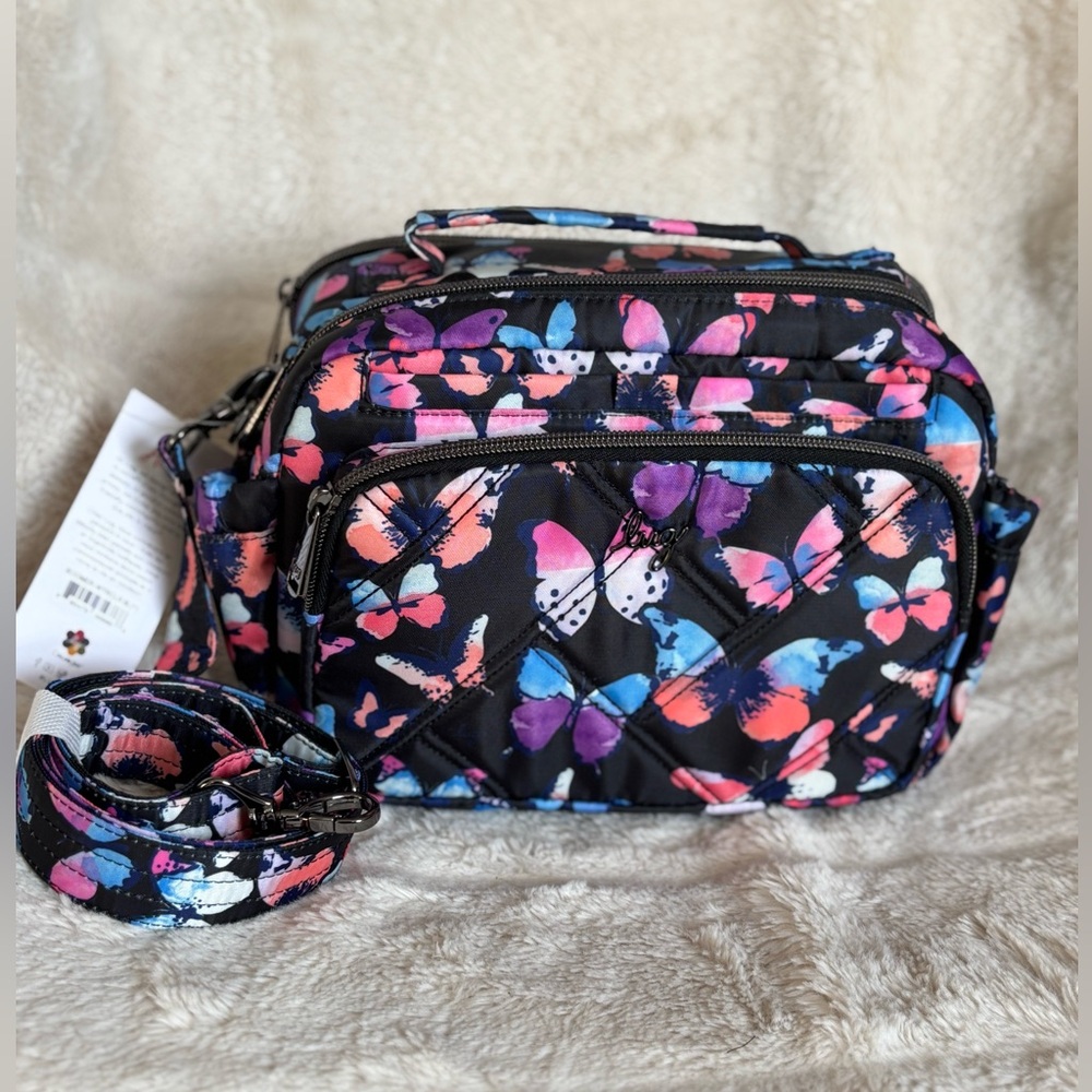 NWT Lug Boomer Crossbody Bag - watercolour butterflies
